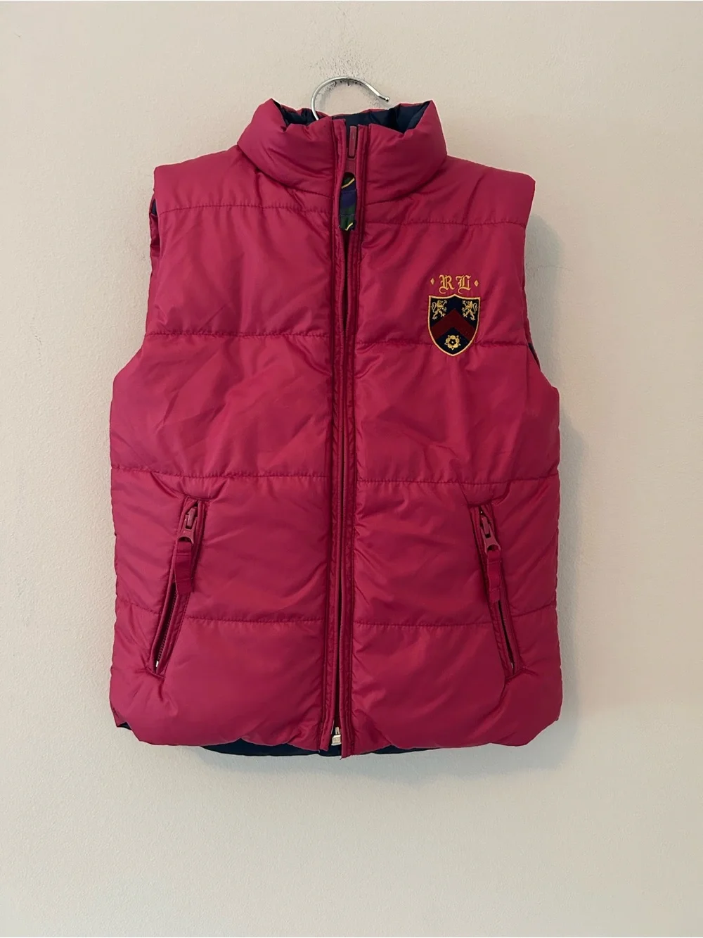 Ralph Lauren Navy & Pink Reversible Puffer Vest Girls Size 5